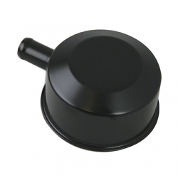 1965-70 REPLACEMENT OIL FILLER/BREATHER CAP - REPRODUCTION, BLACK PUSH ON, W/ TUB, FoMoCo LOGO